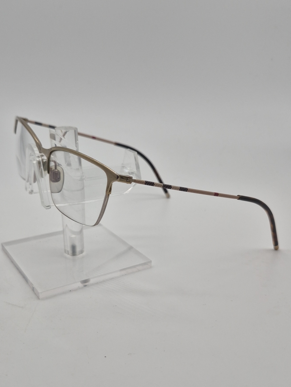 BURBERRY Plaid Metal Wayfarer Eyeglass Frames BE1278